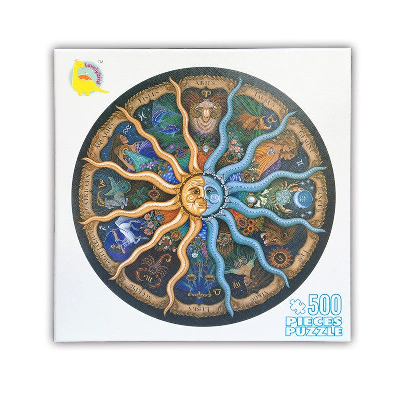 500 Piece Zodiac Circle Jigsaw Puzzle - Colorful Astrology Sun and Moon Jigsaw Puzzle for Adults and Kids 5