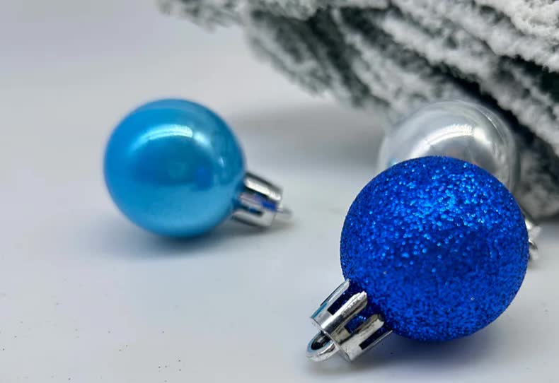 49-Piece Christmas Ornament Set - 3cm Blue, Silver Baubles for Christmas Tree Decoration 4