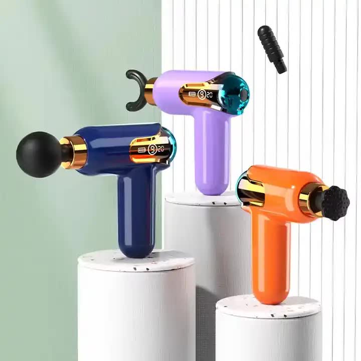 LC002 Orange Portable Massage Gun - Deep Tissue Muscle Massager with 4 Heads and 9 Speed Settings 4