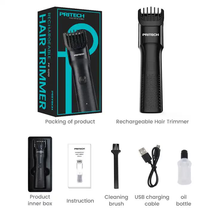 PRITECH Adjustable Length Hair Trimmer - USB Rechargeable Grooming Tool with DLC Coated Blade 5