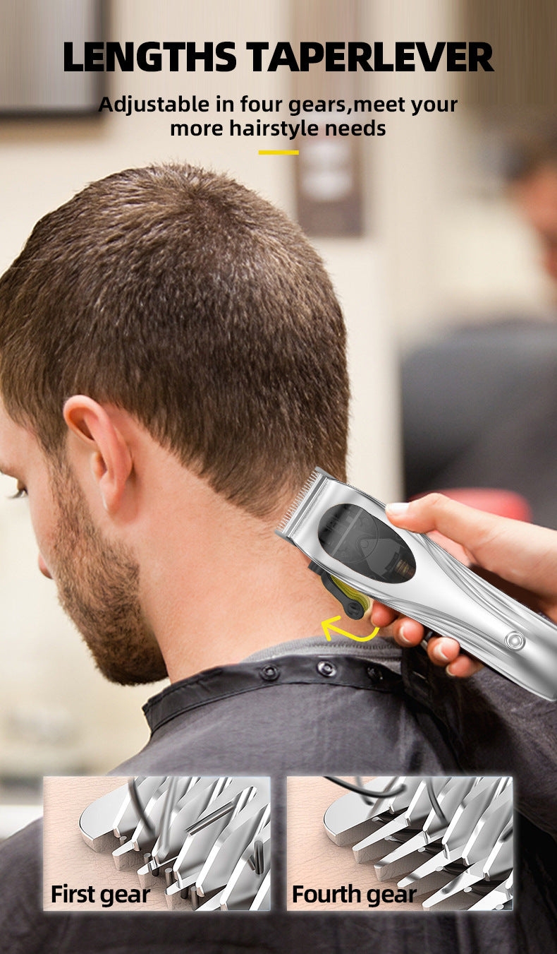 WL-1670 Silver Professional Hair Clipper Set with Adjustable Guards - USB Rechargeable Trimmer with Charging Dock 5