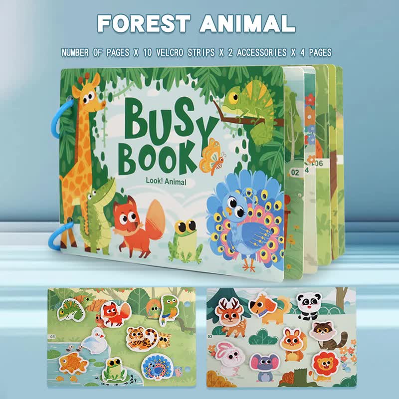 Themed Busy Book Set - Educational Activity Books for Preschool Learning (Farm, Vehicles, Dinosaurs, Ocean, and Forest,5 books in total) 3