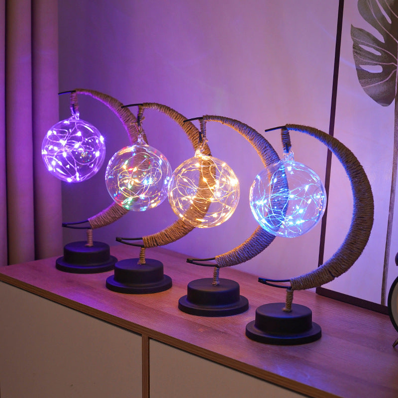 LED Multi-Shape Decorative Lights - Star, Moon, Apple USB Night Lights with Handmade Hemp Rope, Warm Iron Craft, Perfect Birthday & Christmas Gift 3
