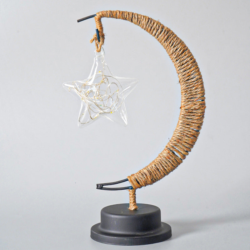 LED Multi-Shape Decorative Lights - Star, Moon, Apple USB Night Lights with Handmade Hemp Rope, Warm Iron Craft, Perfect Birthday & Christmas Gift 4