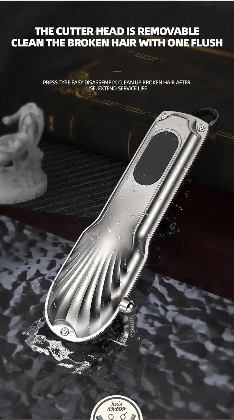 White Professional Cordless Hair Clipper with LED Display - Rechargeable Electric Hair Trimmer for Men 4