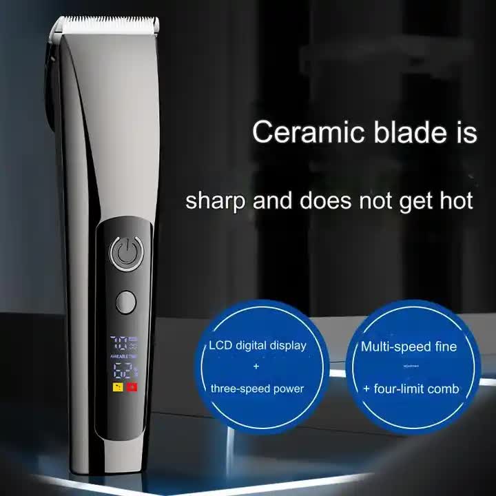 Black Professional Rechargeable Hair Clipper with Digital LED Display - Precision Trimmer for Men 3