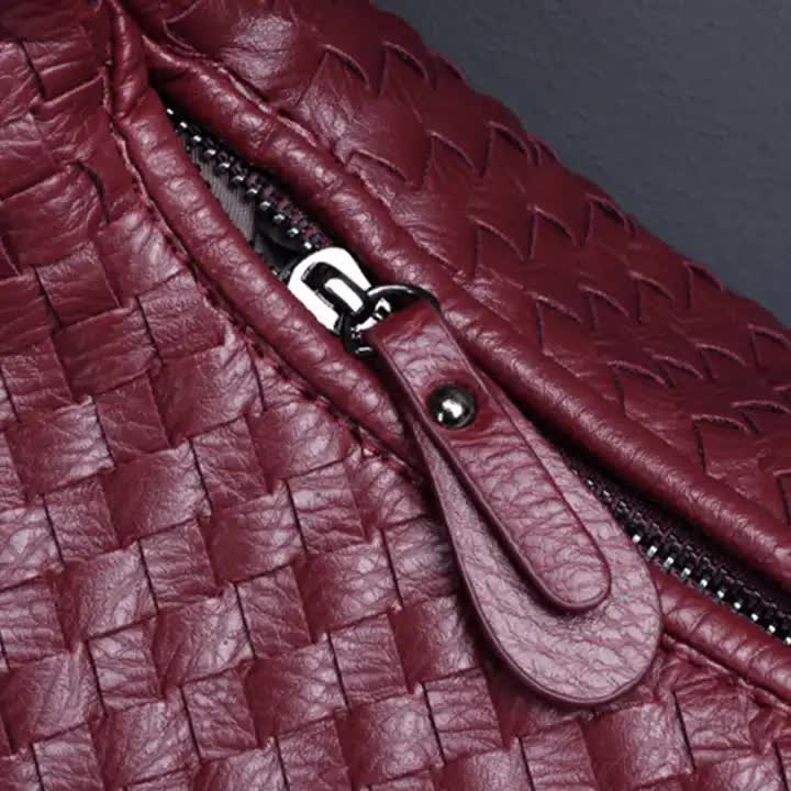 Lotus purple Elegant Woven PU Leather Hobo Bag - Stylish Large-Capacity Shoulder Handbag for Women 3