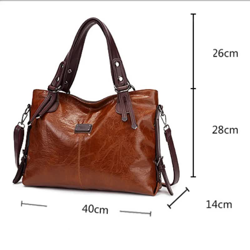 Classic Vintage PU Leather Handbag-Spacious Shoulder and Crossbody Tote for Women (Brown) 4