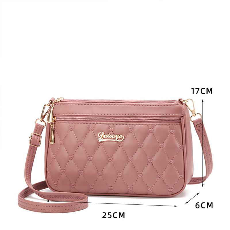 White PU Leather Quilted Crossbody Bag for Women - Compact Multi-Compartment Shoulder Purse 4