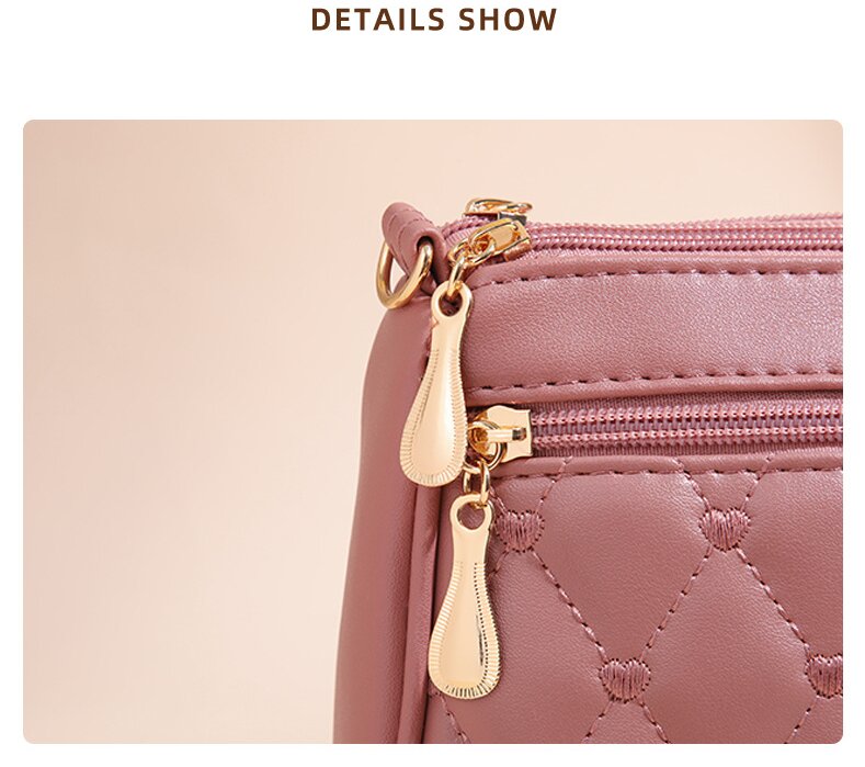 White PU Leather Quilted Crossbody Bag for Women - Compact Multi-Compartment Shoulder Purse 5