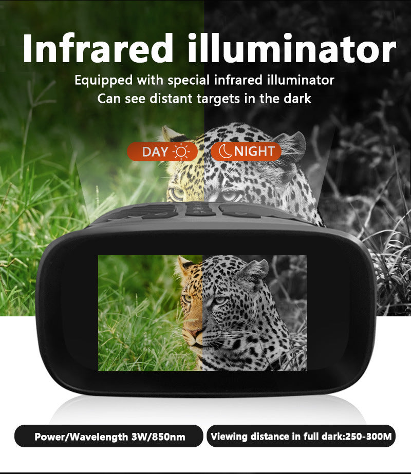 Black Digital Night Vision Binoculars - 3.0'' IPS Screen, 10X Optical Zoom, 2.5K Video Recording, Infrared for 300m Range 4