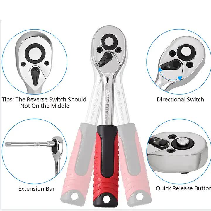 82-Piece Professional Automotive Repair Tool Set - 1/2 & 1/4 Drive Ratchets, Sockets, and Wrenches for Engine, Tire, and Spark Plug Maintenance 3