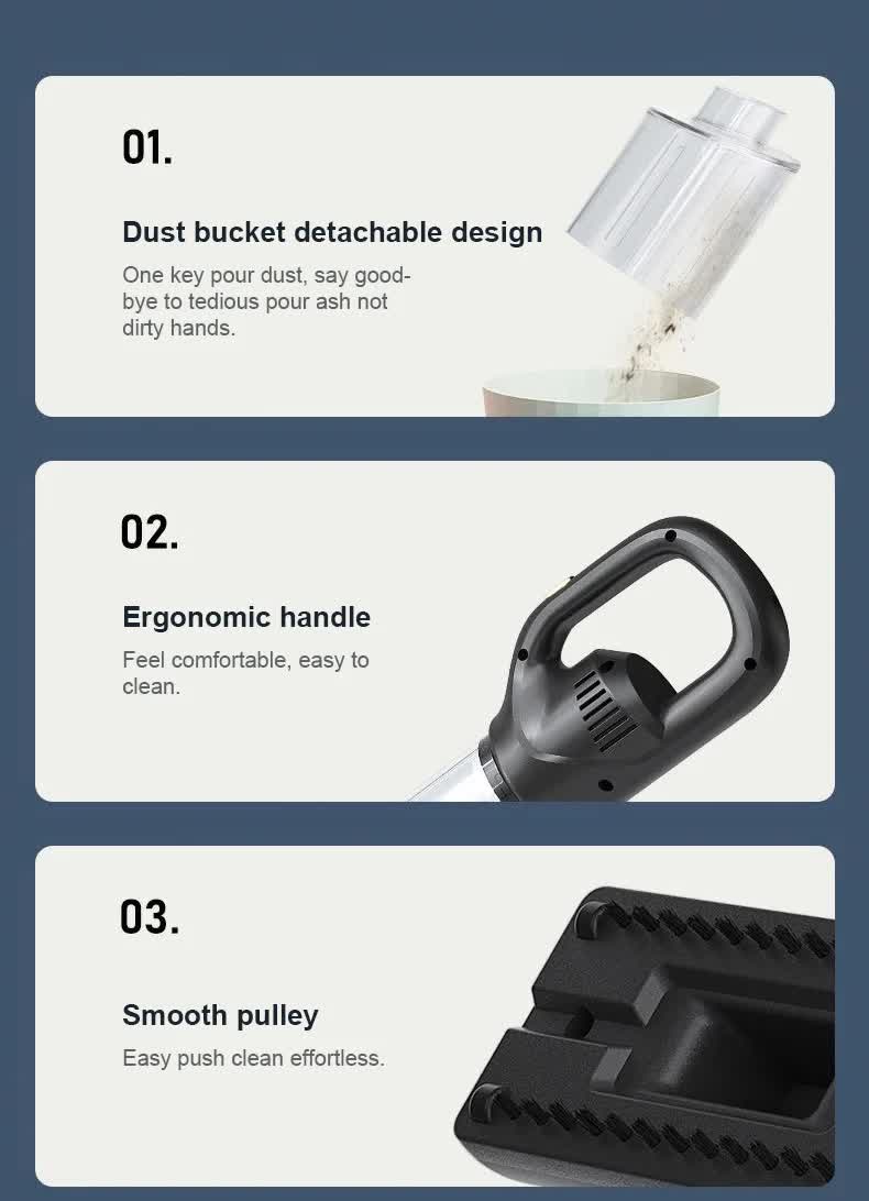 Green Portable Cordless Vacuum Cleaner - 120W, 10KPa Suction, 2000mAh Battery, Lightweight Design, with Soft Brush Attachment 5