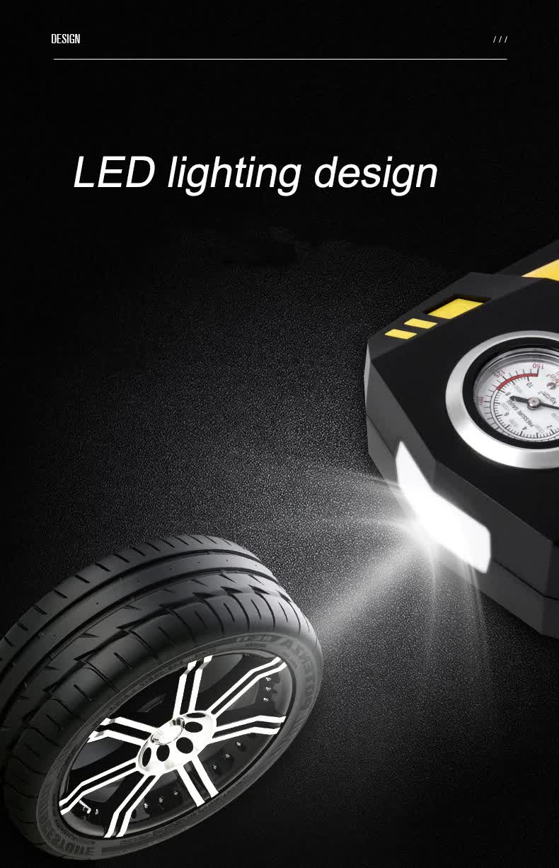 Portable 12V Tire Inflator with LED Light, 120W Air Compressor for Cars, Motorcycles, Bikes, and Inflatables 3