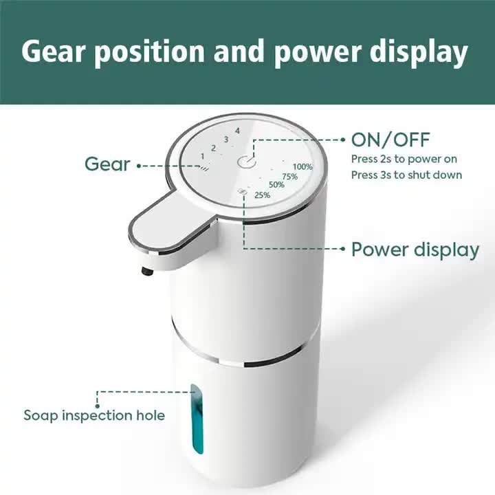 Black Automatic Foaming Soap Dispenser with Rechargeable Battery, Touch Control, and 380ml Capacity - IPX5 Waterproof 4