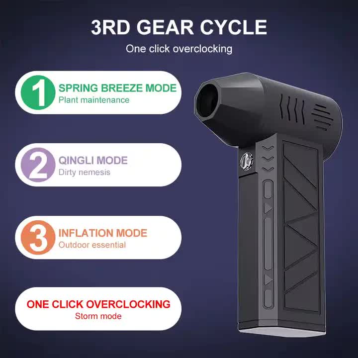 Black High-Speed Mini Turbo Fan for Camping and Outdoor Use - Handheld 130,000 RPM Brushless Blower & Dust Cleaner 3