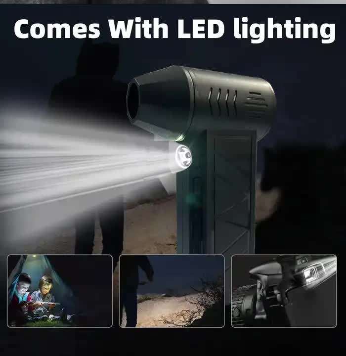 Black High-Speed Mini Turbo Fan for Camping and Outdoor Use - Handheld 130,000 RPM Brushless Blower & Dust Cleaner 4