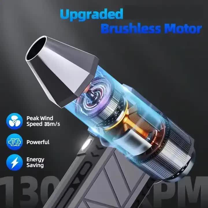 Black High-Speed Mini Turbo Fan for Camping and Outdoor Use - Handheld 130,000 RPM Brushless Blower & Dust Cleaner 5