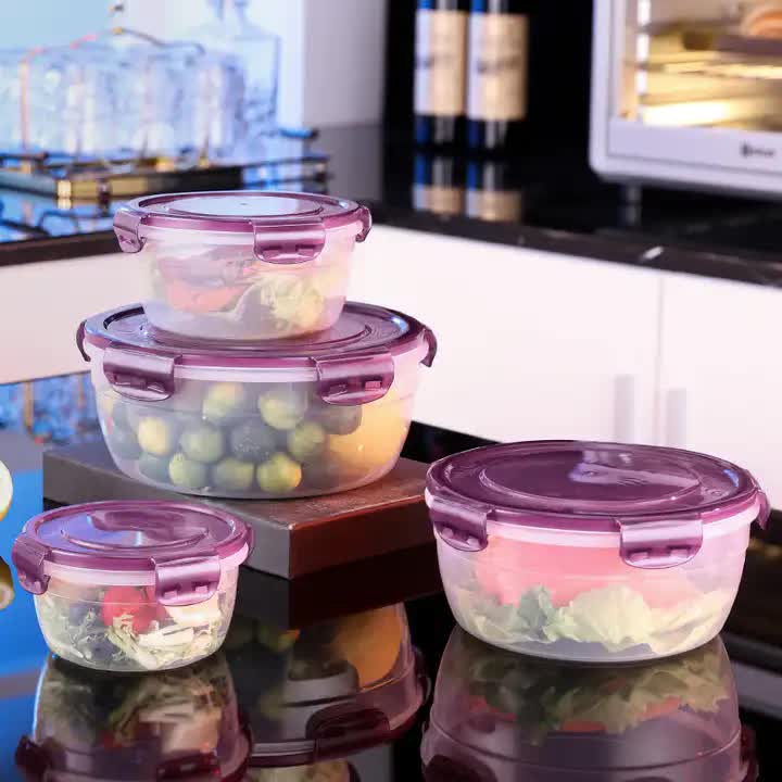Green Round Plastic Food Storage Containers Set - Microwave-Safe Bento Boxes with Airtight Lids for Kitchen and Fridge 5