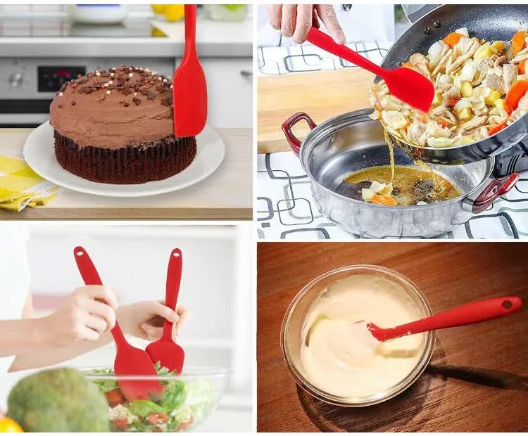 6-Piece Silicone Kitchen Utensil Set - Heat Resistant Baking Tools with Spatulas, Spoon, and Brush (Green)(2 set/12PCS) 5