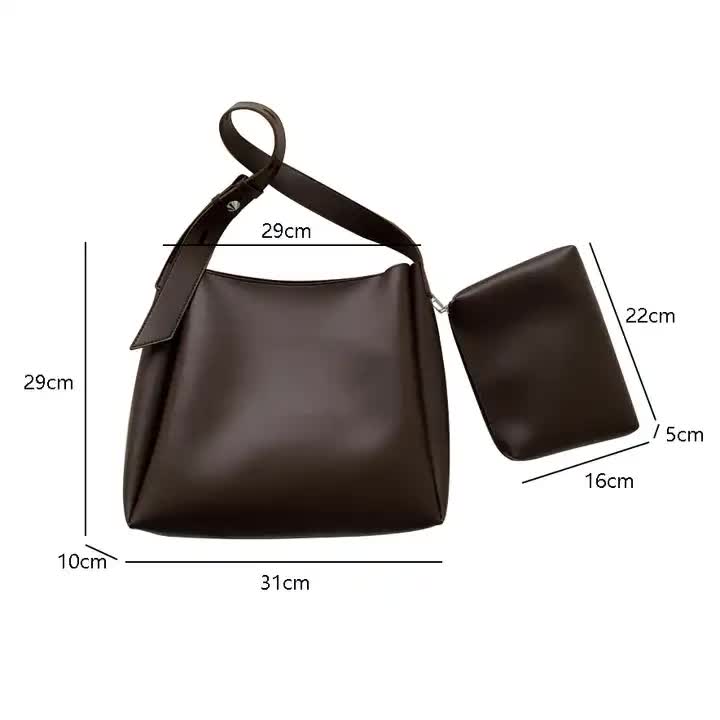 White 2-Piece Women's Bucket Bag Set - Vintage Large Capacity Shoulder Tote & Crossbody Bag (Commuter Style) 5