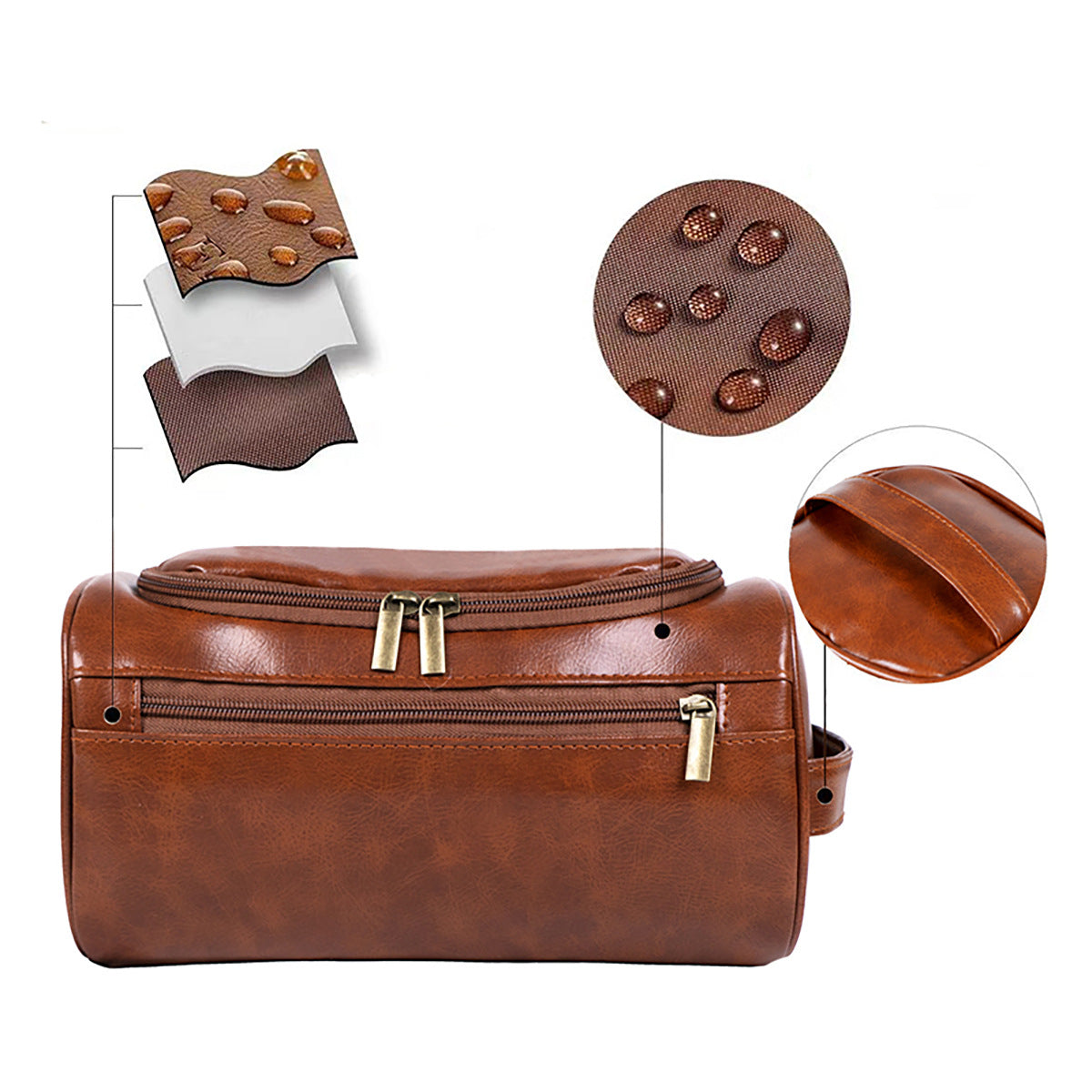 Brown Large Capacity Travel Toiletry Bag - Portable Waterproof Makeup Organizer for Business & Vacation 3