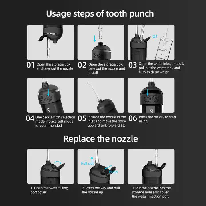 L13 White Portable Electric Water Flosser - Handheld Teeth Cleaner, USB Rechargeable, Deep Oral Irrigator 4