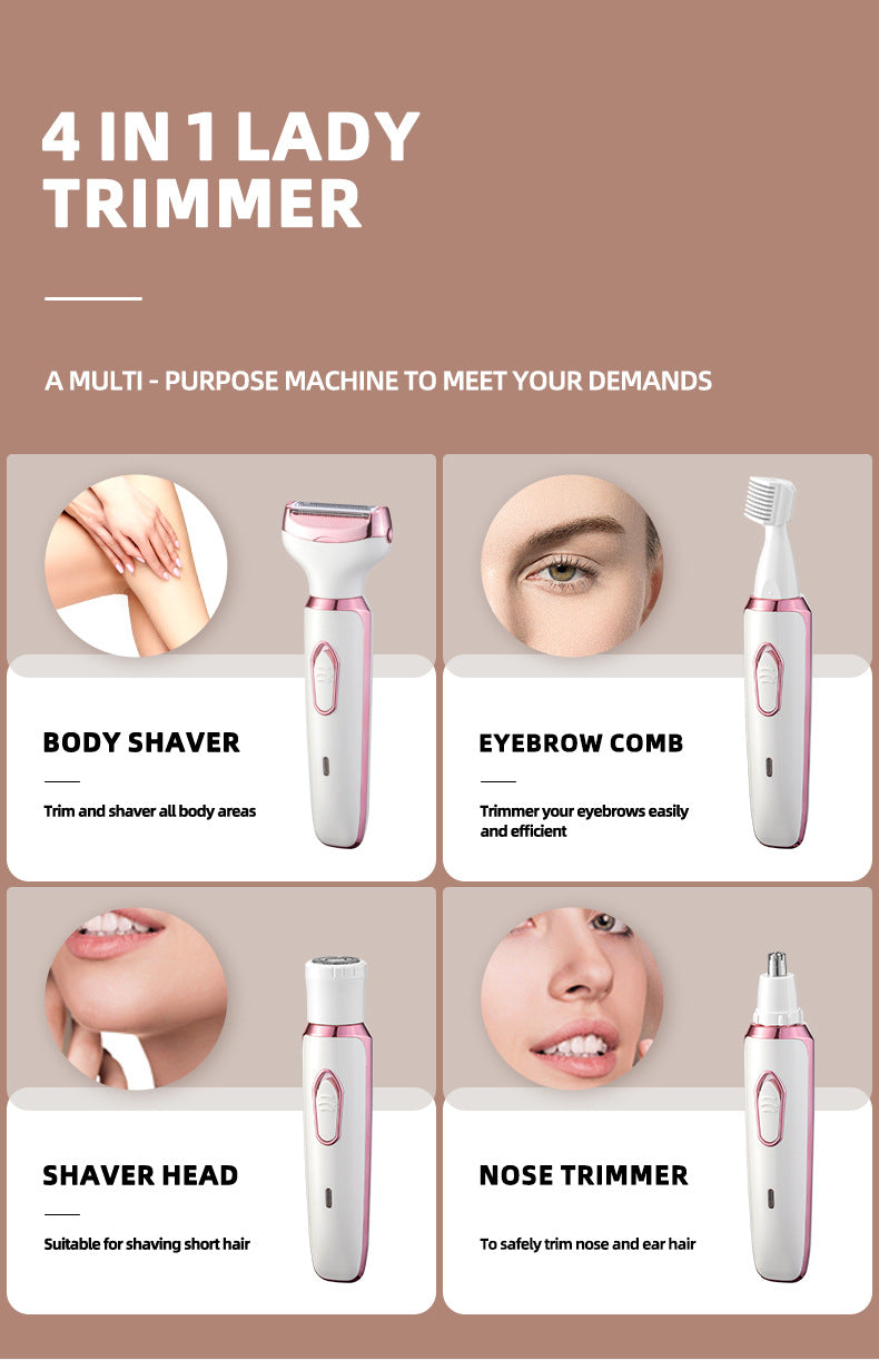 Women's 4-in-1 Electric Hair Removal Razor for Sensitive Areas - Underarm, Bikini Line & Body Grooming (3028 white) 5