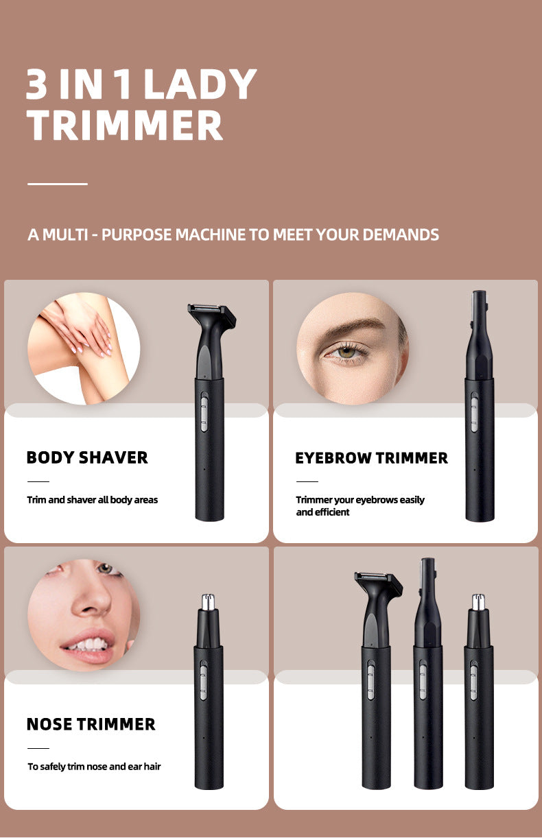3-in-1 Women's Hair Removal Trimmer - Intimate Grooming & Shaving Kit for Smooth Skin 5