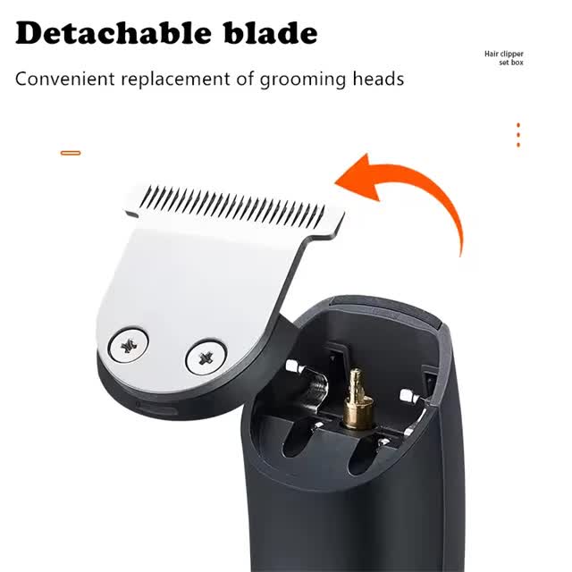 Gray Multifunctional Rechargeable Hair Clipper Set - Waterproof Electric Hair Trimmer 4