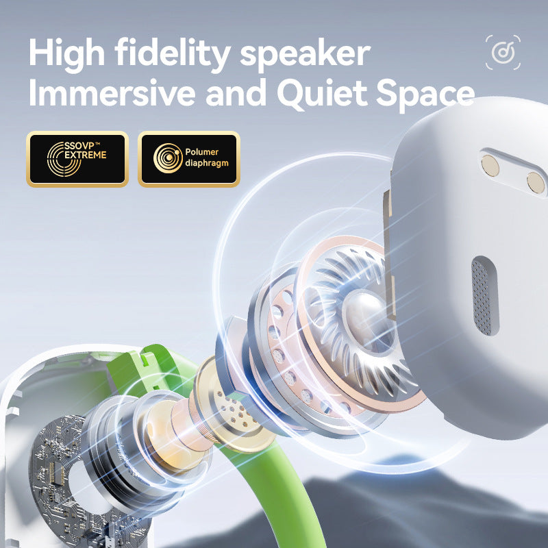 Black M82 Transparent OWS Wireless Bluetooth Earphones - Clear Sound, Comfortable Over-Ear Fit 3
