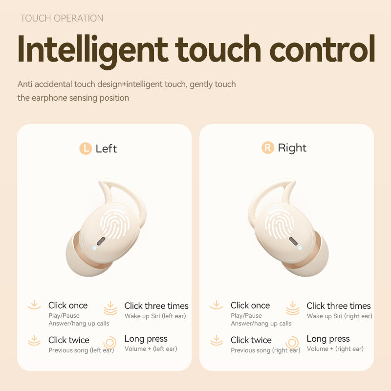 Flesh color M73 Noise-Cancelling Bluetooth Earphones - Wireless, Bluetooth 5.4, Mini In-Ear Design, Ultra Long Battery Life 4