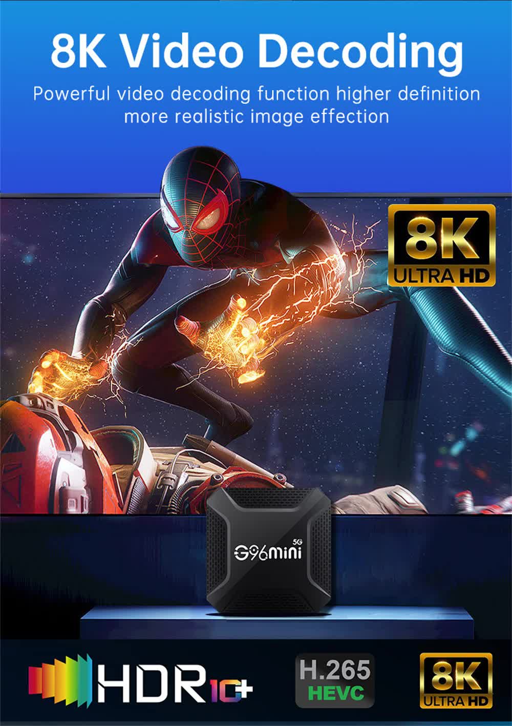 G96mini 5G Android TV Box - RK3228 Processor, 8K HD, Android 13.0, WiFi 5, Smart TV Box(1G+8G) 5