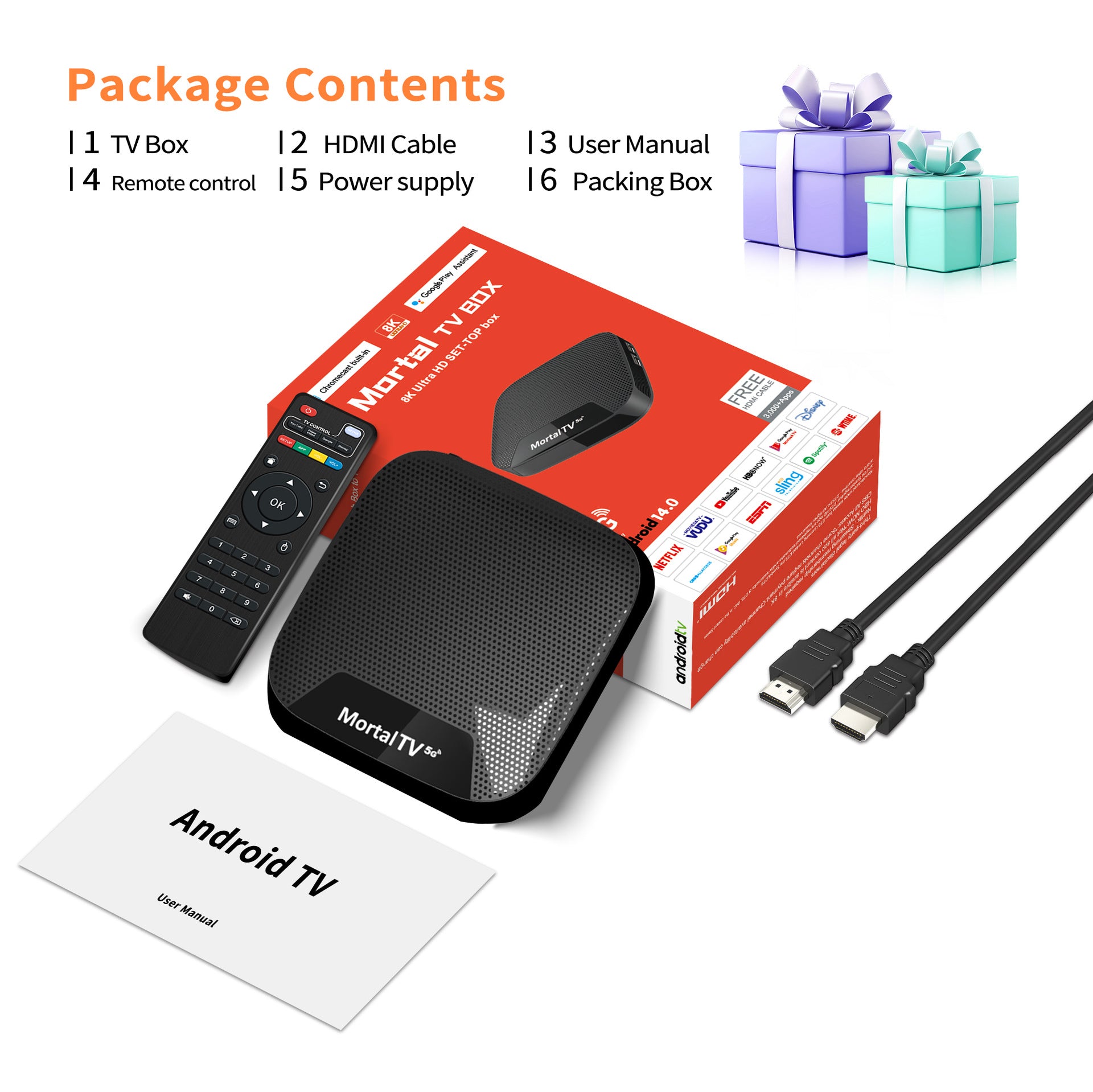 Mortal TV T4 S905L Android 14 TV Box - Dual WiFi + Bluetooth, Smart TV Box, Media Streaming, High Performance(1G+8G) 4