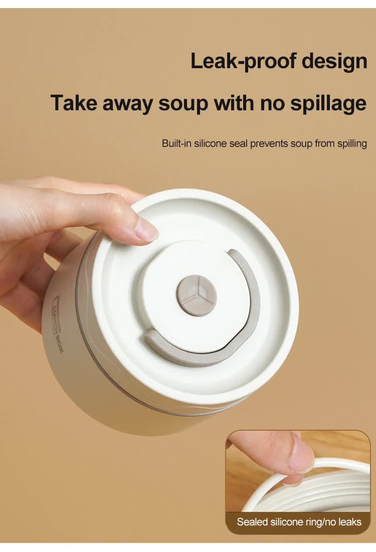 Beige 304 Stainless Steel Microwave-Safe Lunch Box Set (2-Pack) with Insulated Bag, Removable liner, 400+600ML 3