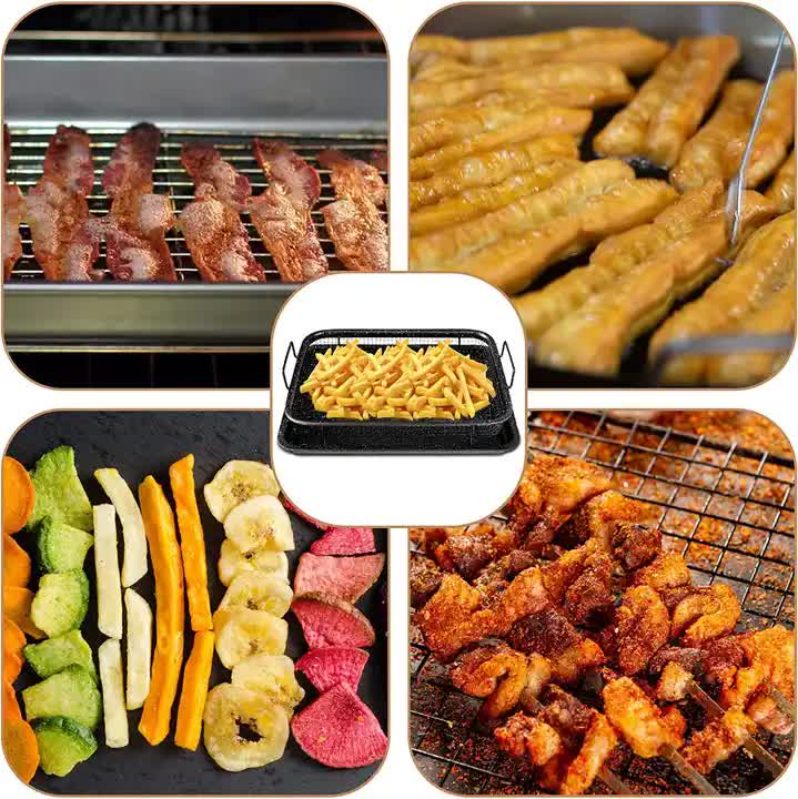 BBQ Square Non-Stick Stainless Steel Grill Basket - Gold Color, Small Size (30*22*5.5 cm), Ideal for Grilling Meat and Vegetables 4