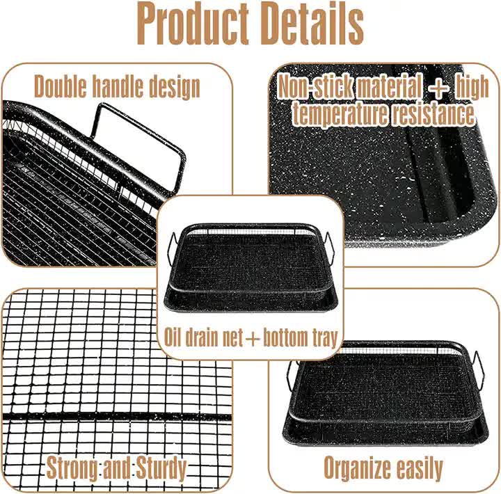 BBQ Square Non-Stick Stainless Steel Grill Basket - Gold Color, Small Size (30*22*5.5 cm), Ideal for Grilling Meat and Vegetables 5