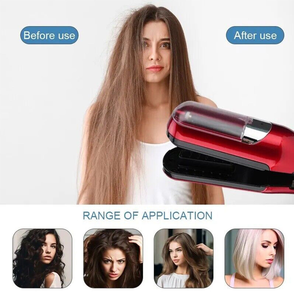 Red  Mini - Automatic, Hair Repair Split End Remover Trimmer For Dry, Splitting, Damaged And Brittle Split Ends, Men And Women Hair Styling Beauty Tool 4