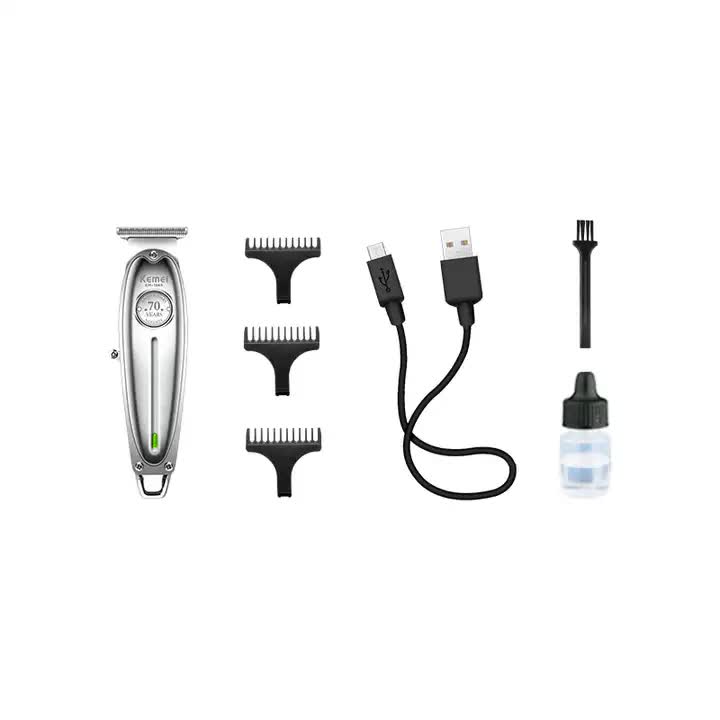 Silver KM-1949 Professional Hair Clipper - Electric Hair Trimmer for Styling & Carving with Precision Blades 4