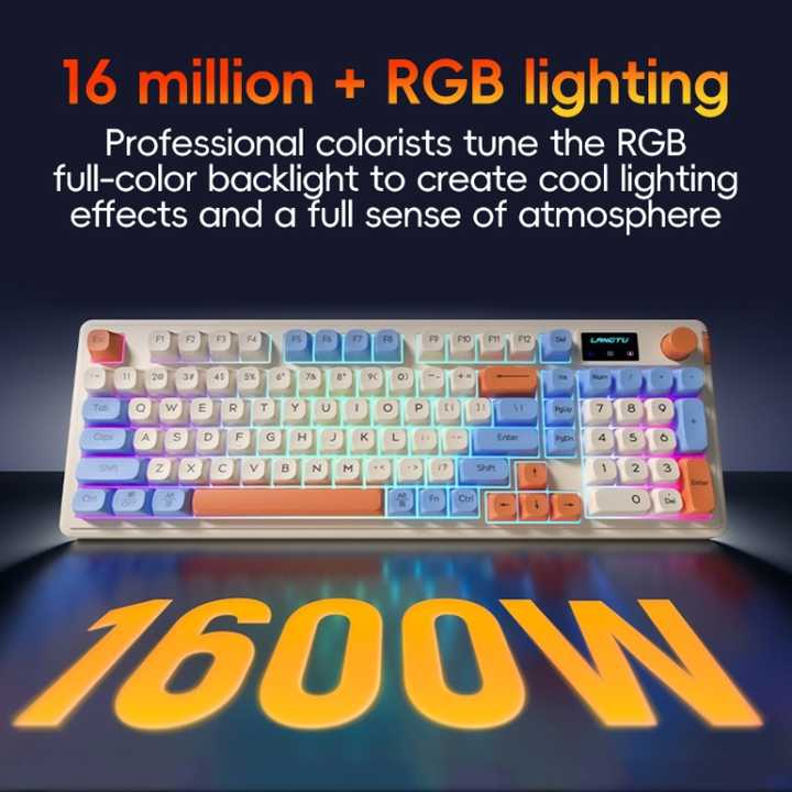 Blue+ Purple L98 High-Performance Triple Mode Keyboard - Wired, Wireless & Bluetooth RGB Gaming & Office Quiet Keyboard 3
