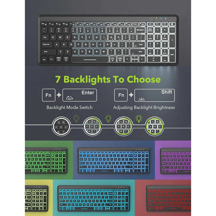 Ultra-Thin Wireless Backlit Keyboard & Mouse Combo - Rechargeable, Multi-Device Bluetooth for Mac, Windows, iOS 3