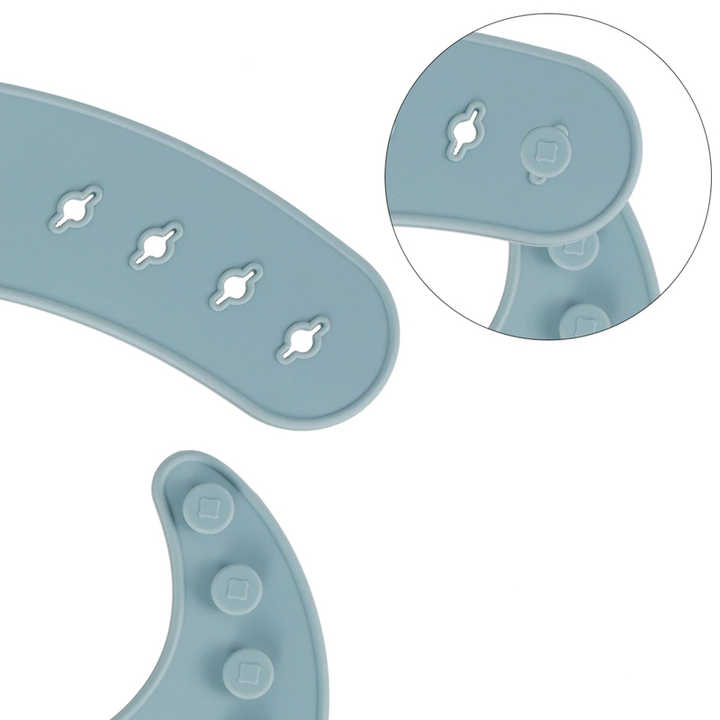 Blue 8-Piece Silicone Children's Tableware Set - BPA-Free Baby Feeding Utensils with Wooden Fork and Spoon, Cup, Bowl, and Bibs 3