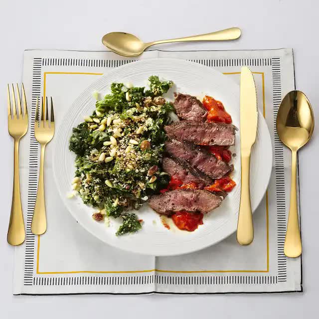 Gold 410 Stainless Steel Cutlery Set - Western Steak Knife, Fork & Spoon Set, 6 Set/30-Piece Dinnerware Set 3