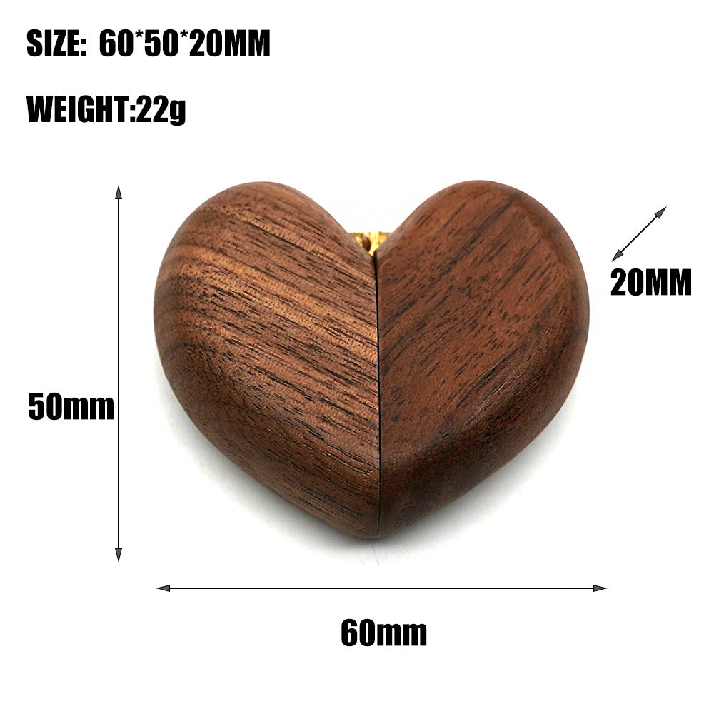 Black Walnut Wood Heart-Shaped Ring Box - Elegant Engagement & Wedding Ring Holder, Jewelry Collector's Box 3