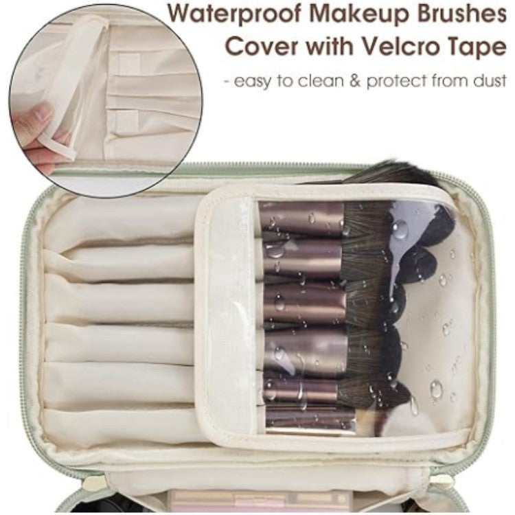 Black PU Leather Large Capacity Makeup Bag - Waterproof & Multifunctional Handbag for Women 3