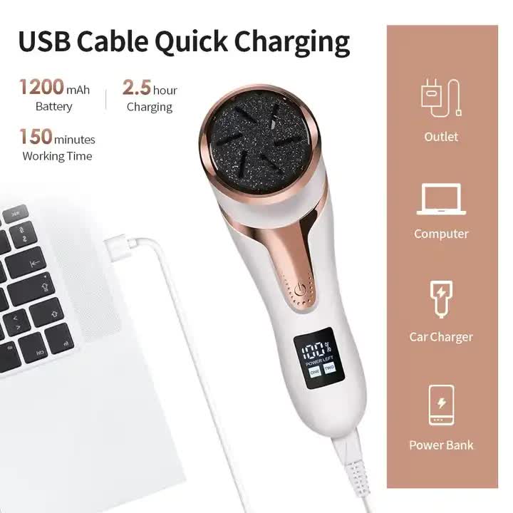 Black Electric Foot Callus Remover - Rechargeable Waterproof Pedicure Tool with Automatic Dead Skin Removal 3