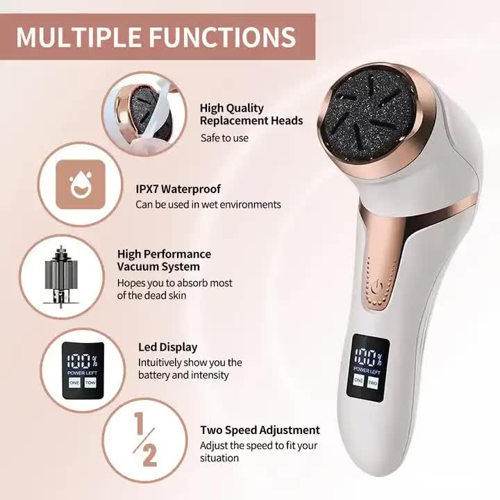 Black Electric Foot Callus Remover - Rechargeable Waterproof Pedicure Tool with Automatic Dead Skin Removal 4