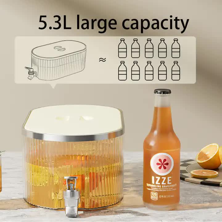 Dark Green Refrigerator Cold Water Dispenser - 5.3L Fruit Tea Jug with Tap for Home Beverages 4