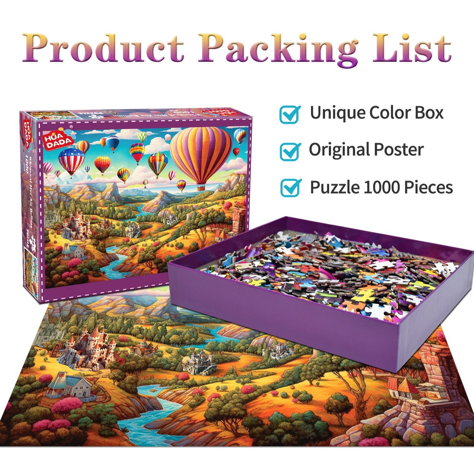 1000 Piece Hot Air Balloon Adventure Jigsaw Puzzle for Adults - Difficult Paper Puzzle for Adults with Beautiful Scenery, Stress Relief and Cognitive Enhancement 5