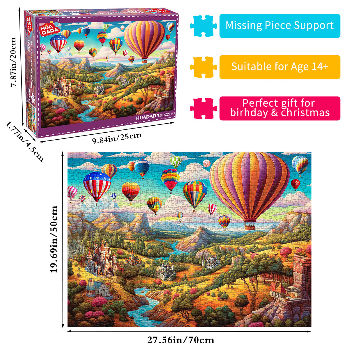 1000 Piece Hot Air Balloon Adventure Jigsaw Puzzle for Adults - Difficult Paper Puzzle for Adults with Beautiful Scenery, Stress Relief and Cognitive Enhancement 3